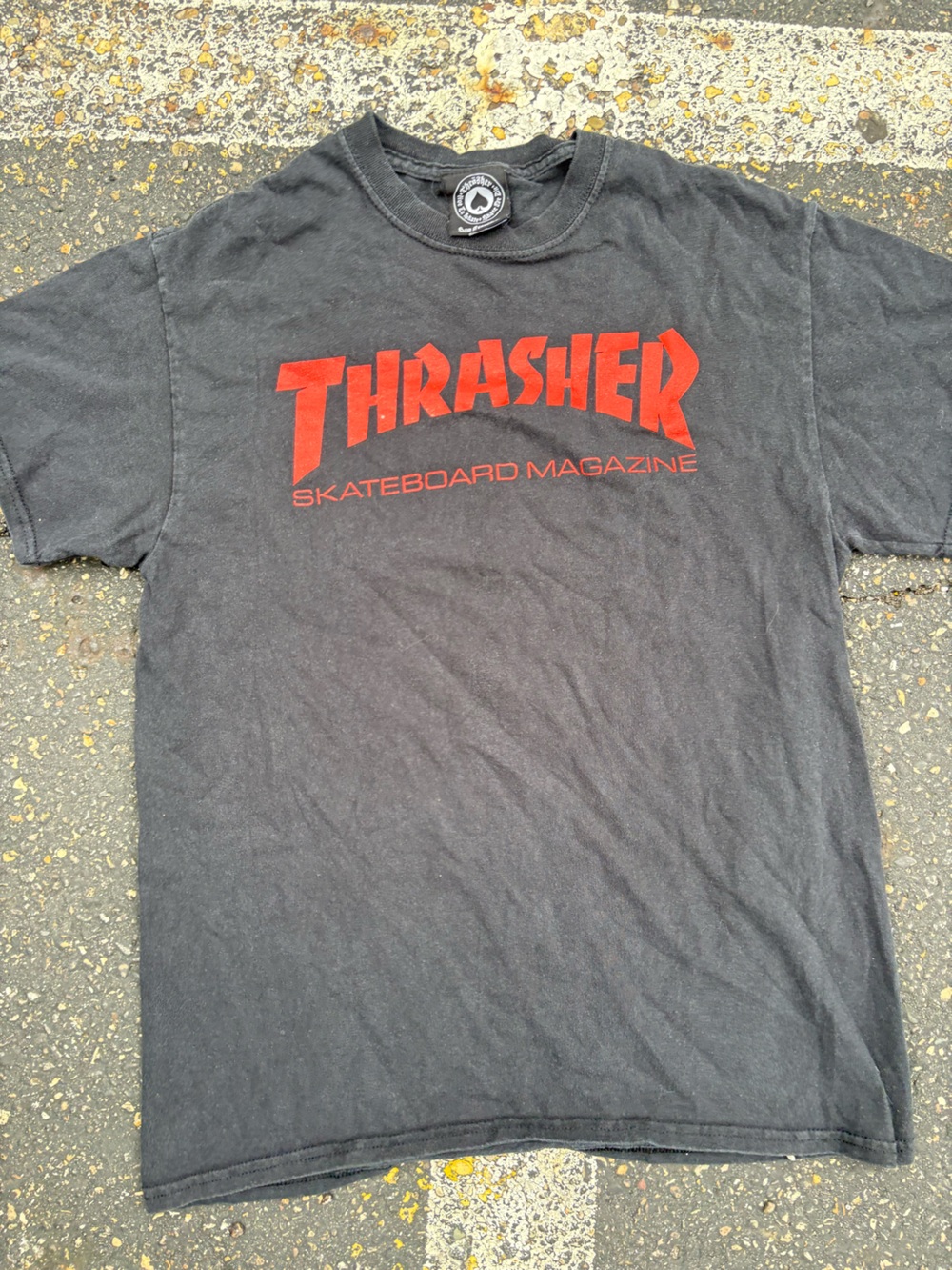 Fantasie Black Short Sleeve Tee with Red Thrasher Logo